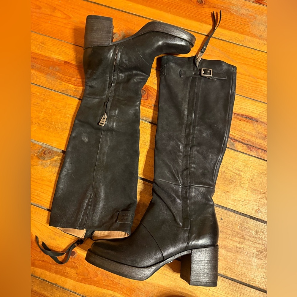 A.S.98 Black Tall Boots - Size 37